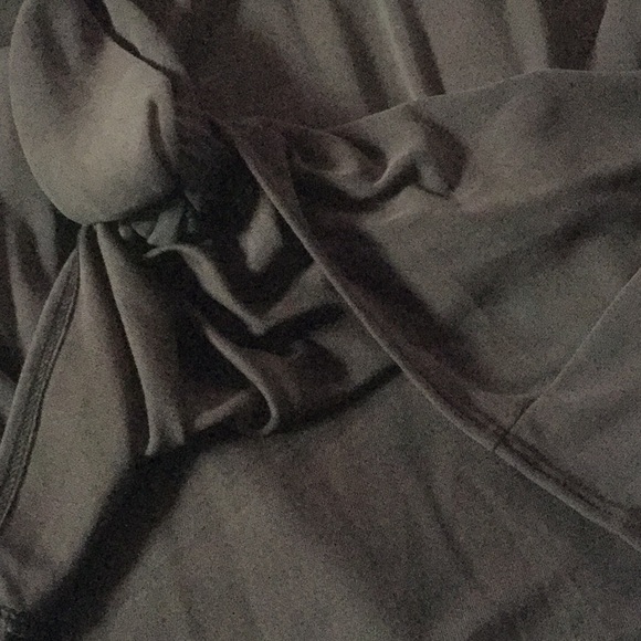 ❌DONATED❌Charcoal Gray Off The Shoulders Mesh Floral Bell Sleeve Tie Knot Top - Picture 11 of 13